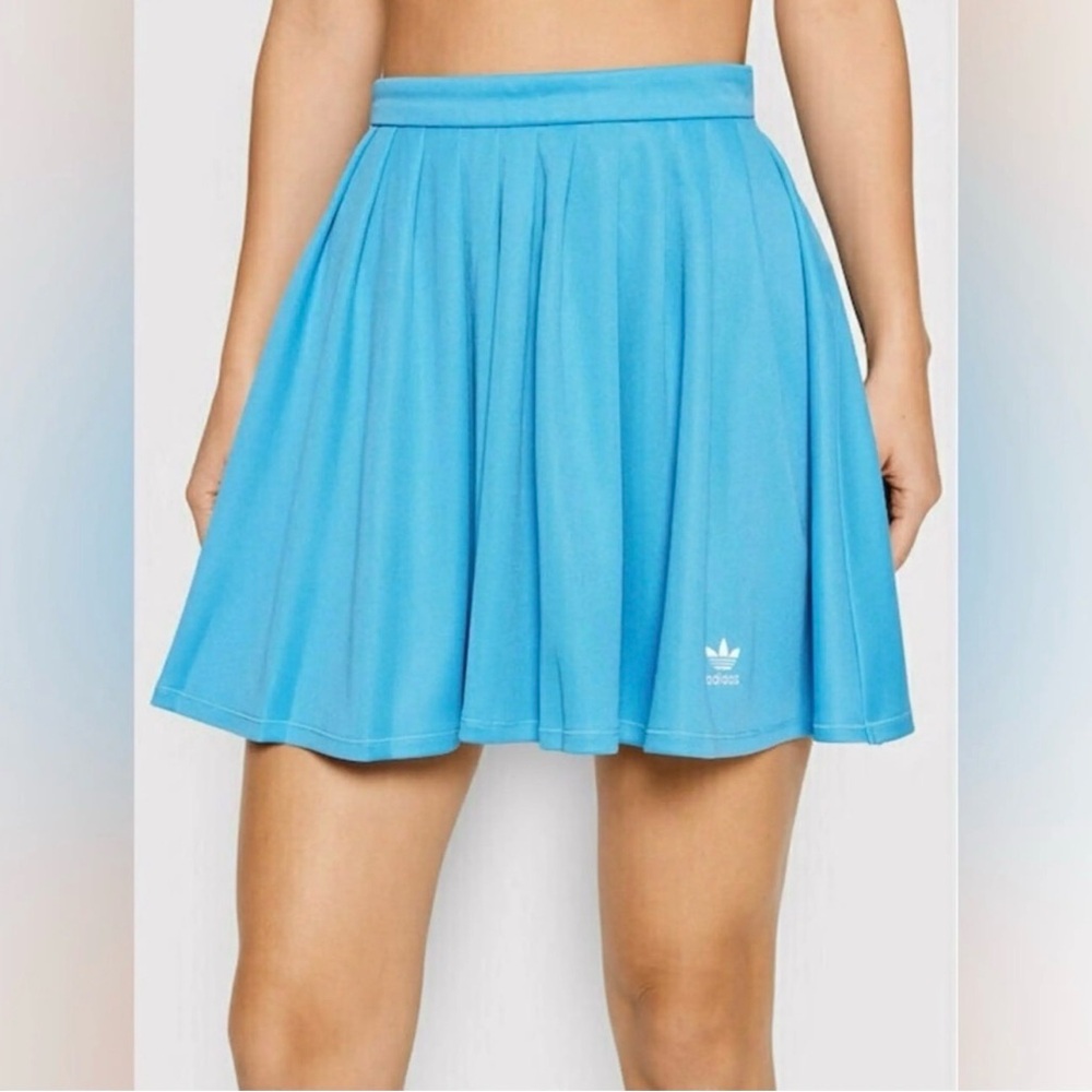 adidas Light Blue Pleated Skater Skirt